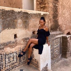 off shoulder midi dress